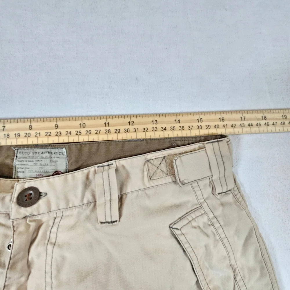 Bugle Boy Cargo Shorts Men 34W Tan Utility Gorpcore‎ Cotton Nylon Relaxed Fit